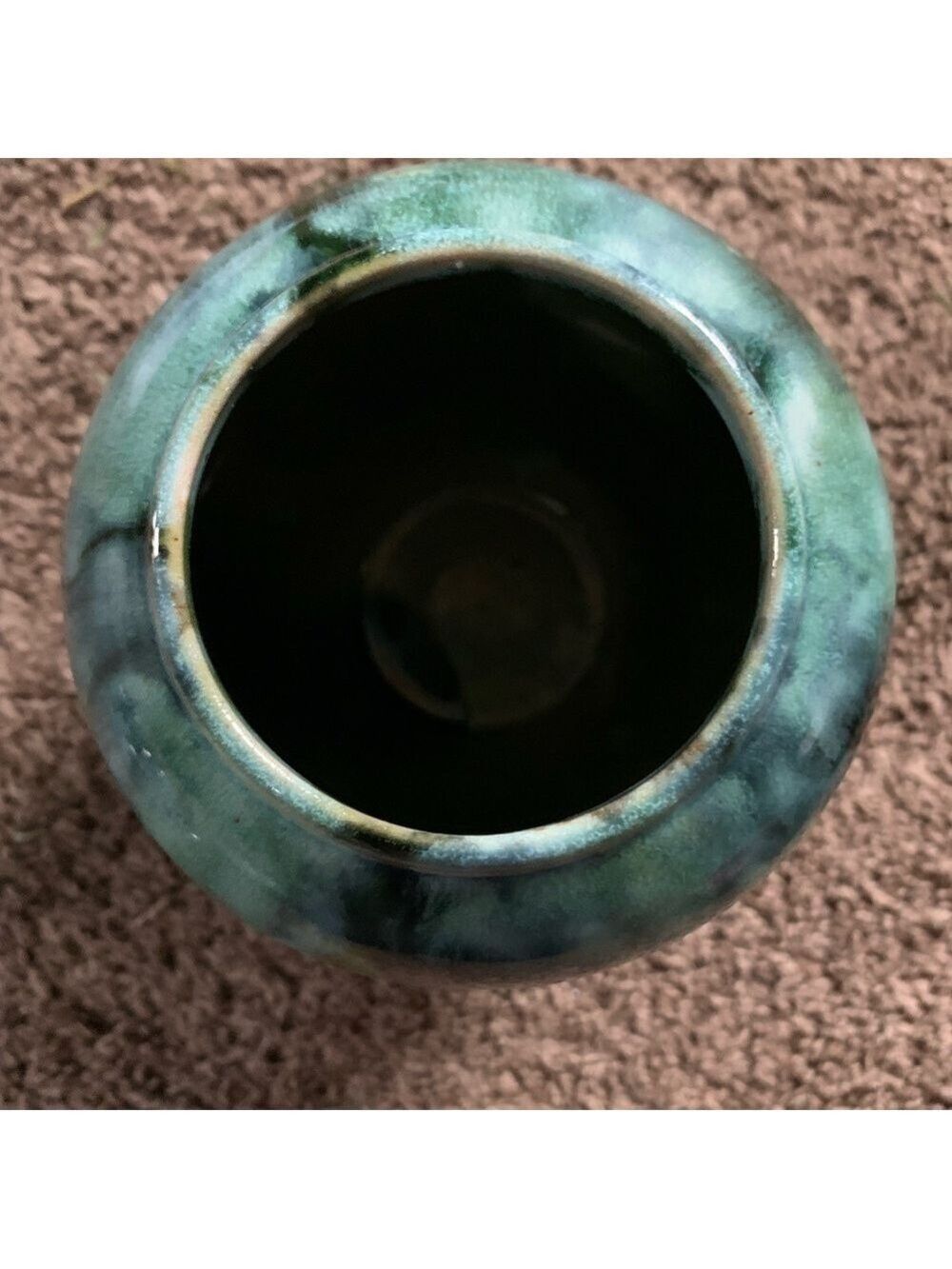 Vintage 1930's Brush McCoy Onyx/Green Drip Vase - Picture 2 of 4